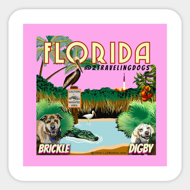 2 Traveling Dogs - Florida Sticker by 2 Traveling Dogs